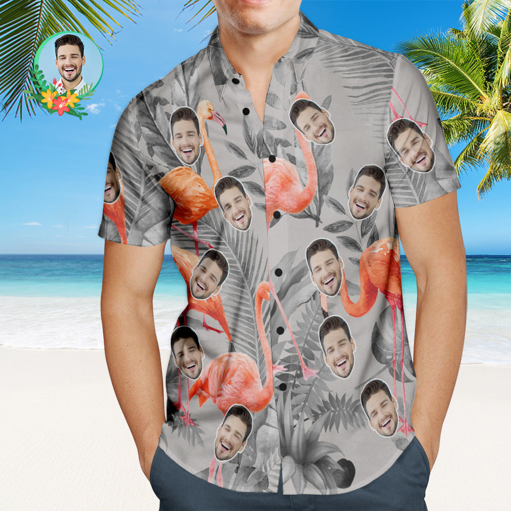 Custom Face Hawaiian Shirt Flamingo Party Personalized Shirt with Your Photo  BX1310 S / Lightweight & Breathable Official socks Merch