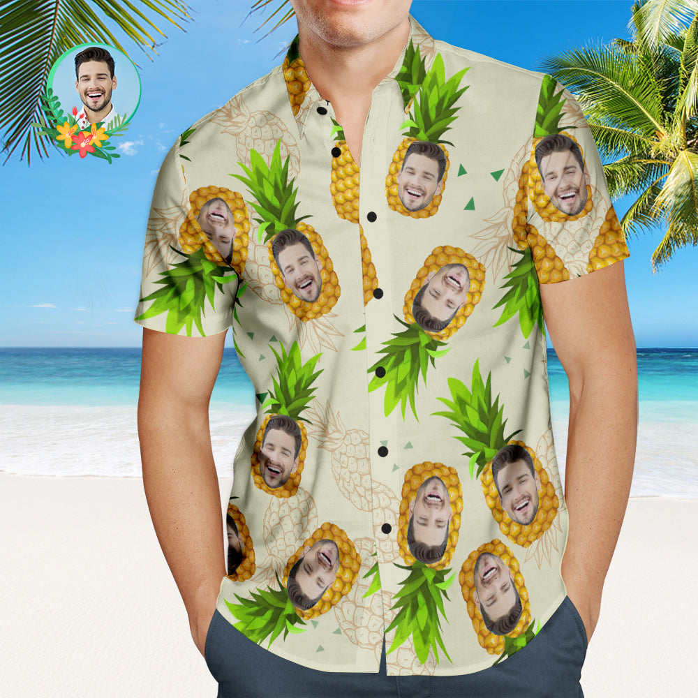 Custom Face Hawaiian Shirt Funny Pineapple Personalized Shirt with Your Photo  BX1310 S / Lightweight & Breathable Official socks Merch