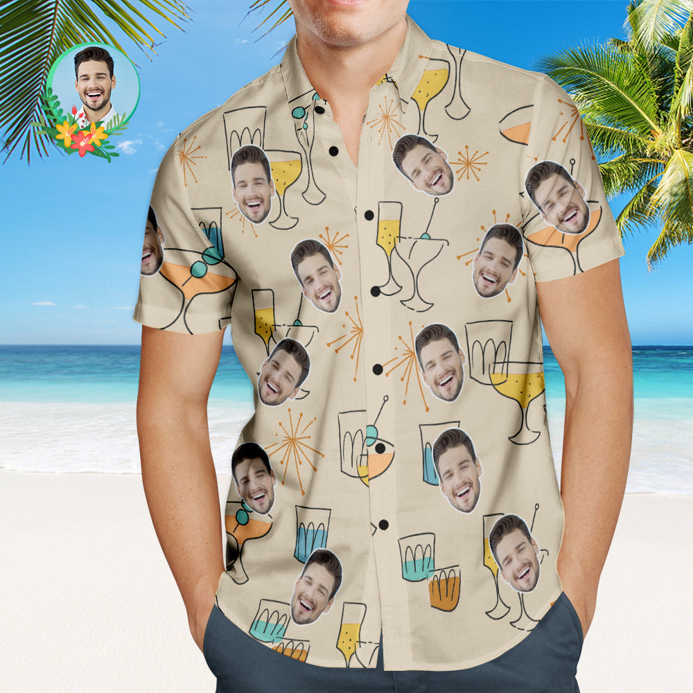 Custom Face Hawaiian Shirt Cocktail Party Personalized Shirt with Your Photo  BX1310 S / Lightweight & Breathable Official socks Merch