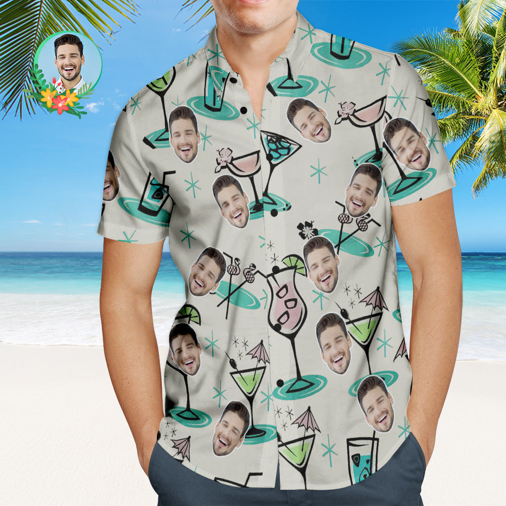 Custom Cocktail Party Hawaiian Shirt Personalized Face Shirt  BX1310 S / Lightweight & Breathable Official socks Merch