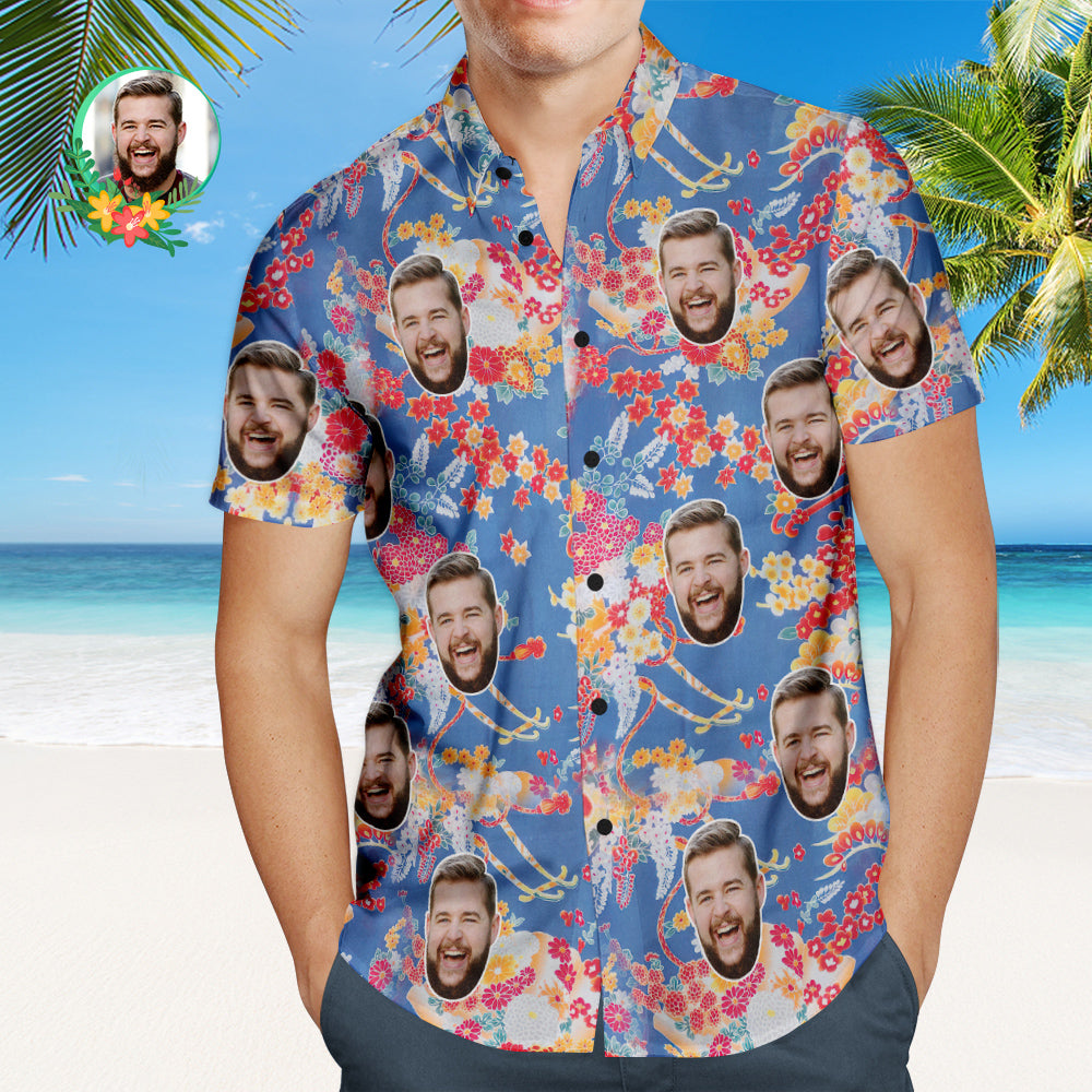 Custom Face Hawaiian Shirt Flower Clusters Personalized Shirt with Your Photo  BX1310 S / Lightweight & Breathable Official socks Merch