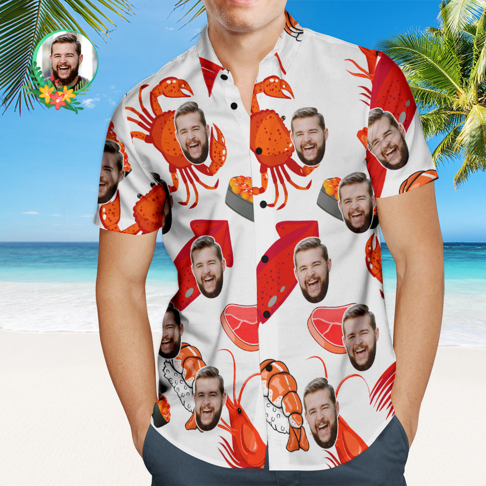 Custom Face Hawaiian Shirt Lobster Sushi Personalized Face Shirt  BX1310 S / Lightweight & Breathable Official socks Merch