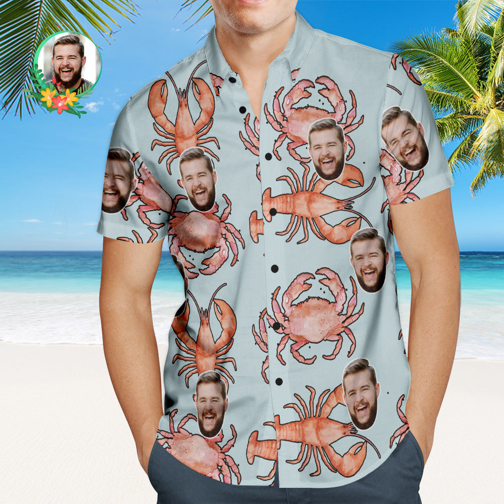 Custom Face Hawaiian Shirt Lobster and Edible Crab Personalized Face Shirt  BX1310 S / Lightweight & Breathable Official socks Merch