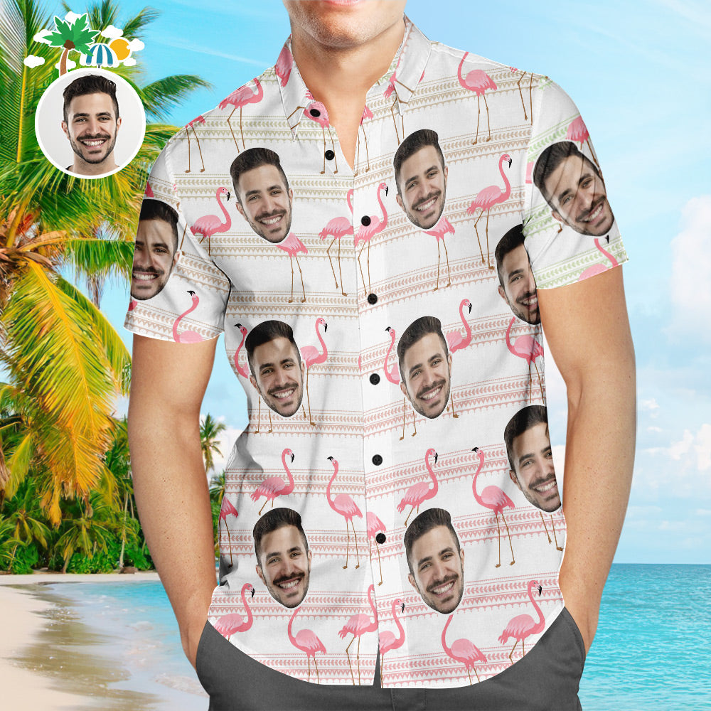 Custom Face Hawaiian Shirt Flamingo Paradise Personalized Aloha Beach Shirt For Men  BX1310 S / Lightweight & Breathable Official socks Merch
