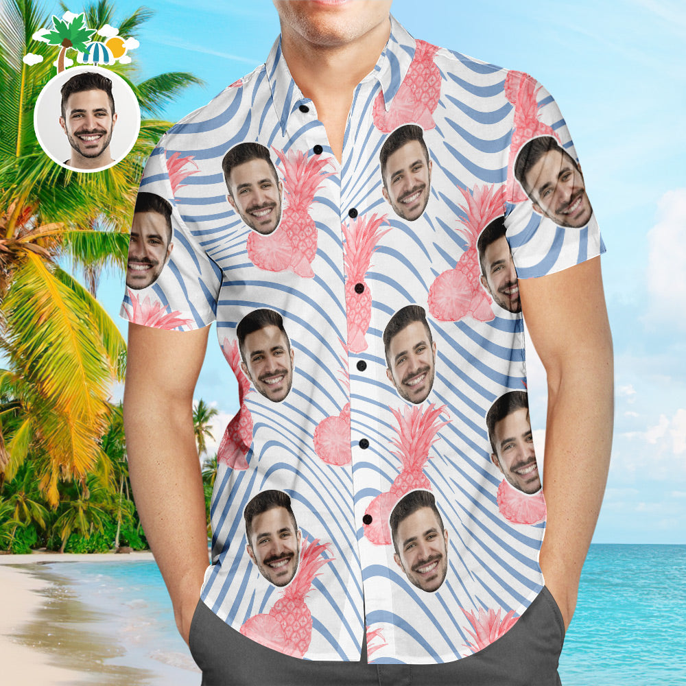Custom Face Hawaiian Shirt Pure Pineapple Personalized Aloha Beach Shirt For Men  BX1310 S / Lightweight & Breathable Official socks Merch