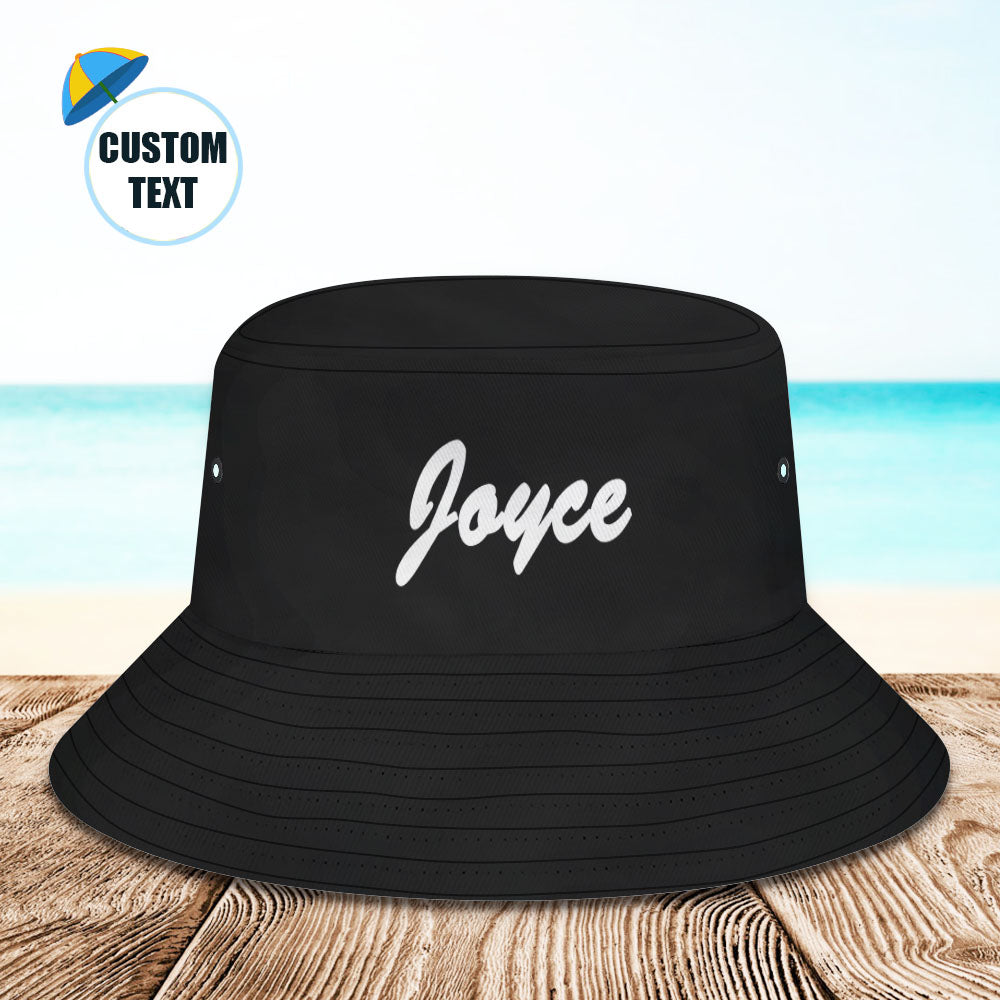 Custom Bucket Hat Unisex Bucket Hat with Text Personalize Wide Brim Outdoor Summer Cap Hiking Beach Sports Hats Gift for Lover Black BX1310 XS(Aged 3-7 HC 20.87in-53cm) / Black Official hat Merch