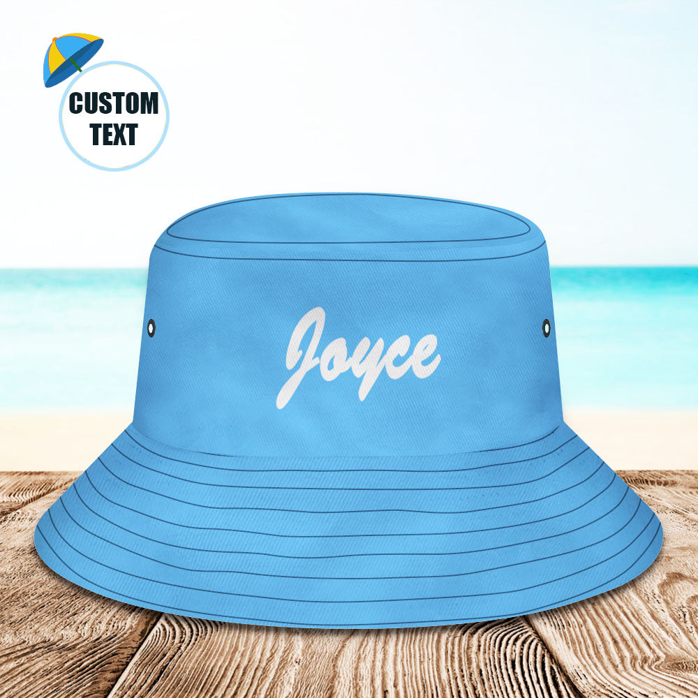 Custom Bucket Hat Unisex Bucket Hat with Text Personalize Wide Brim Outdoor Summer Cap Hiking Beach Sports Hats Gift for Lover Blue BX1310 XS(Aged 3-7 HC 20.87in-53cm) / Blue Official hat Merch