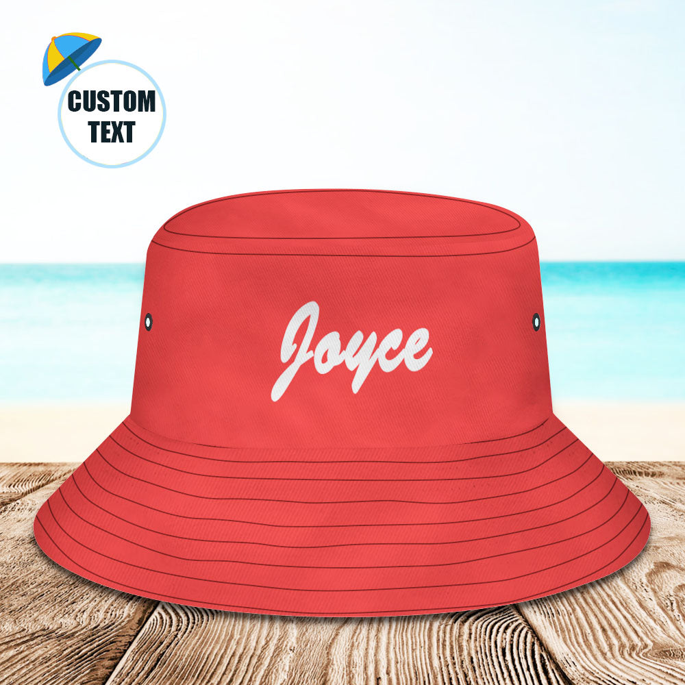 Custom Bucket Hat Unisex Bucket Hat with Text Personalize Wide Brim Outdoor Summer Cap Hiking Beach Sports Hats Gift for Lover Red BX1310 XS(Aged 3-7 HC 20.87in-53cm) / Red Official hat Merch