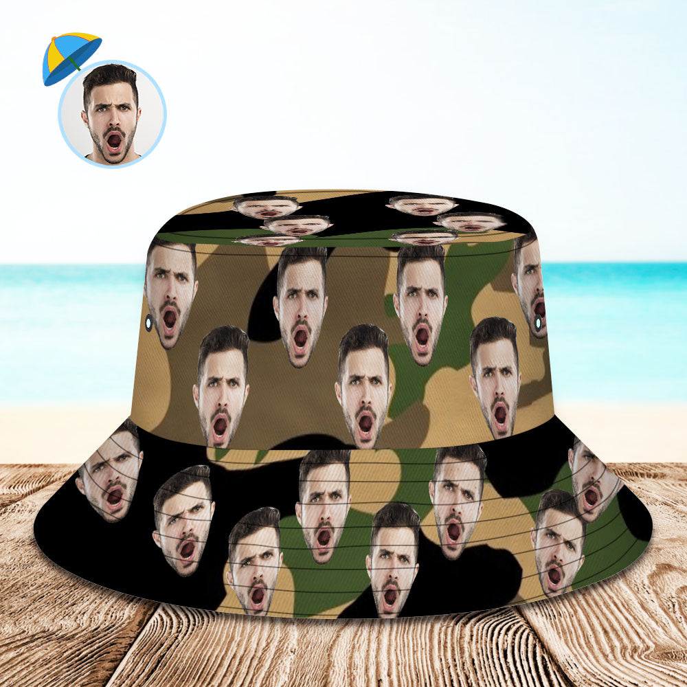 Custom Bucket Hat Unisex Face Bucket Hat Personalize Wide Brim Outdoor Summer Cap Hiking Beach Sports Hats Camouflage Bucket Hat Gift for Lover BX1310 XS(Aged 3-7 HC 20.87in-53cm) Official hat Merch