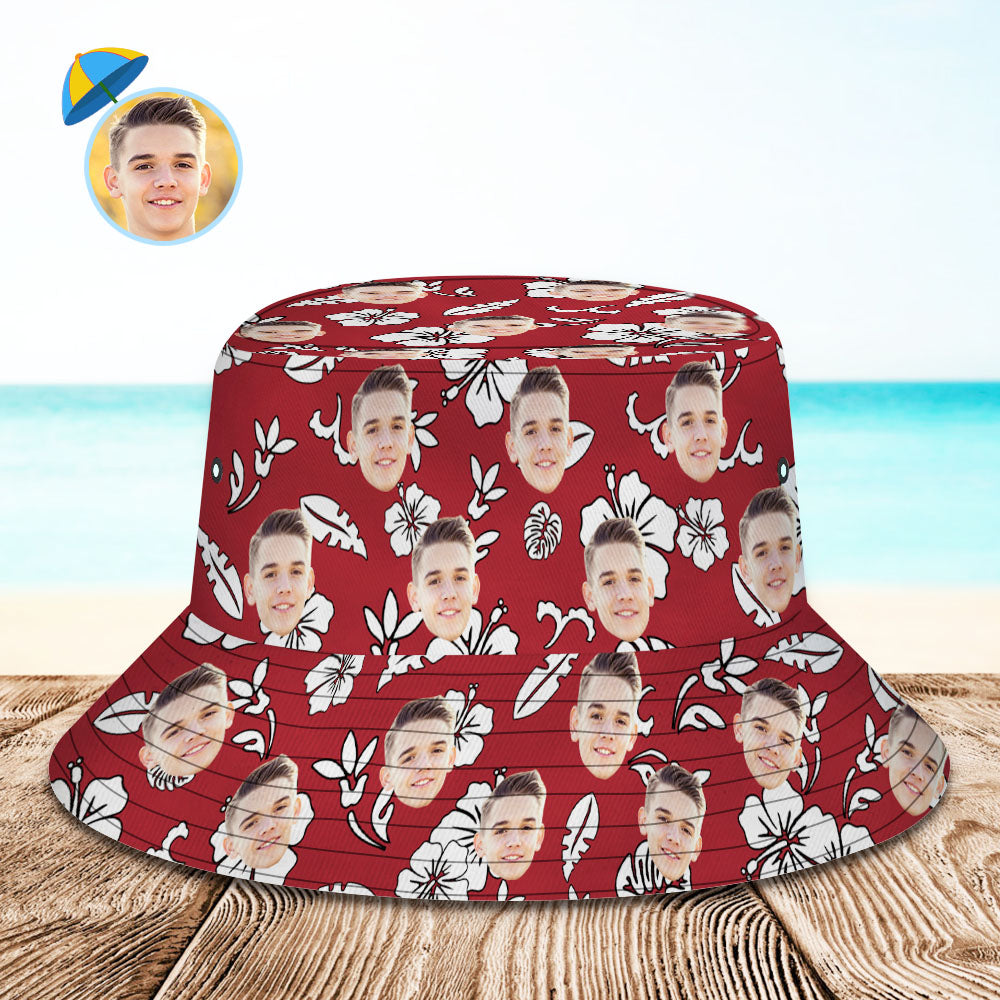 Custom Face All Over Print Tropical Flower Print Hawaiian Fisherman Hat Bucket Hat BX1310 XS(Aged 3-7 HC 20.87in-53cm) Official hat Merch