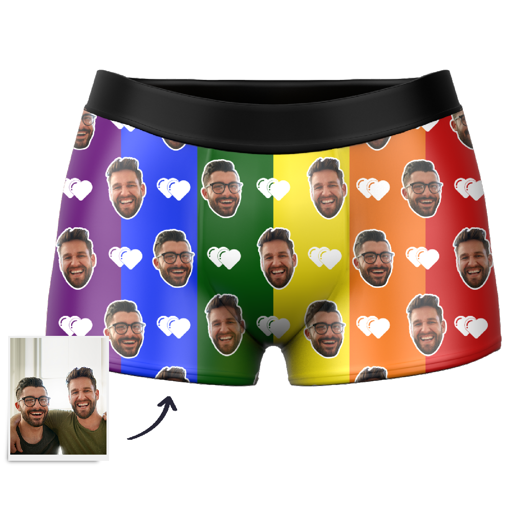 Men's Custom Rainbow Flag Boxer Shorts  BX1310 XS(Waist 25-27in) / One Face Official Men Boxer Merch