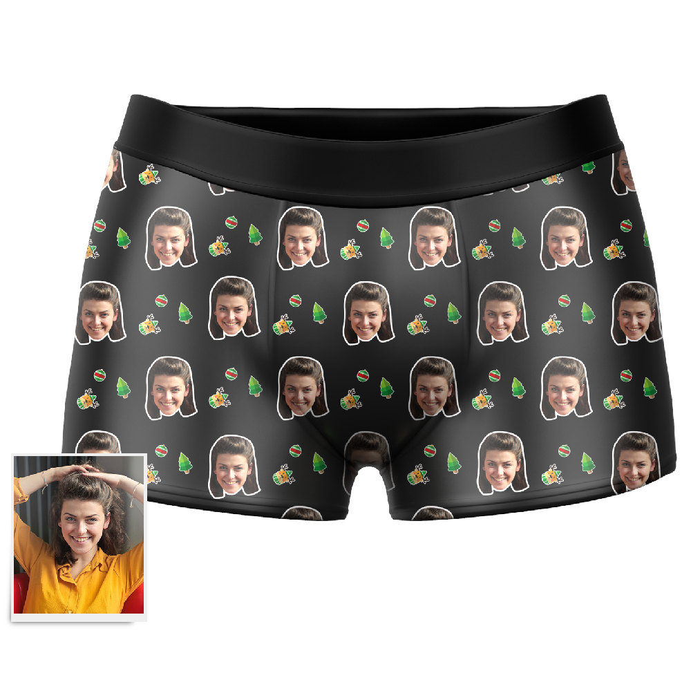 Men's Christmas Gifts Solid Color Custom Face Boxer Shorts  BX1310 XS(Waist 25-27in) / One Face Official Men Boxer Merch