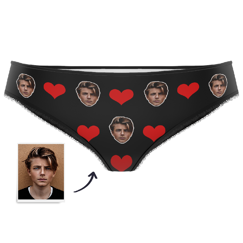 Couple Women's Custom Face Heart Panties  BX1310 XS(US) / One Face / Red Official couple Merch