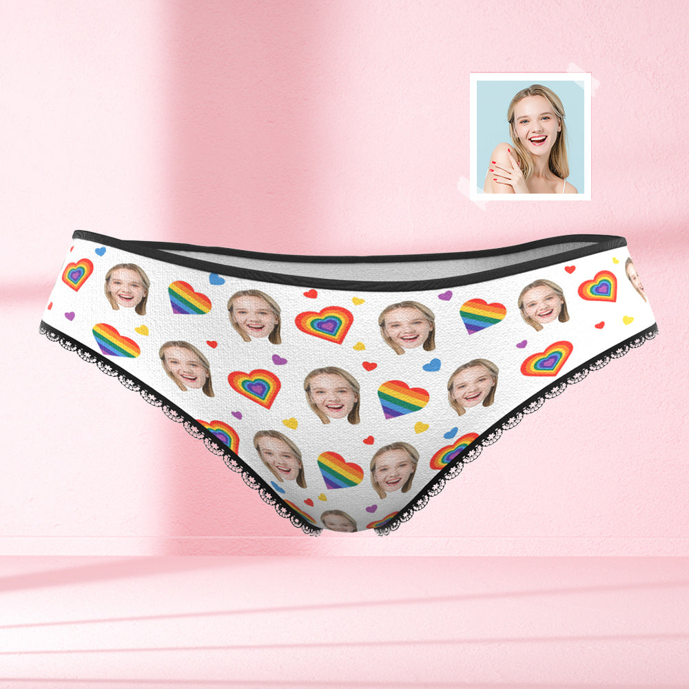 Custom Face Women's Panties Rainbow Hearts  BX1310 XS / One Face Official Women pantie Merch