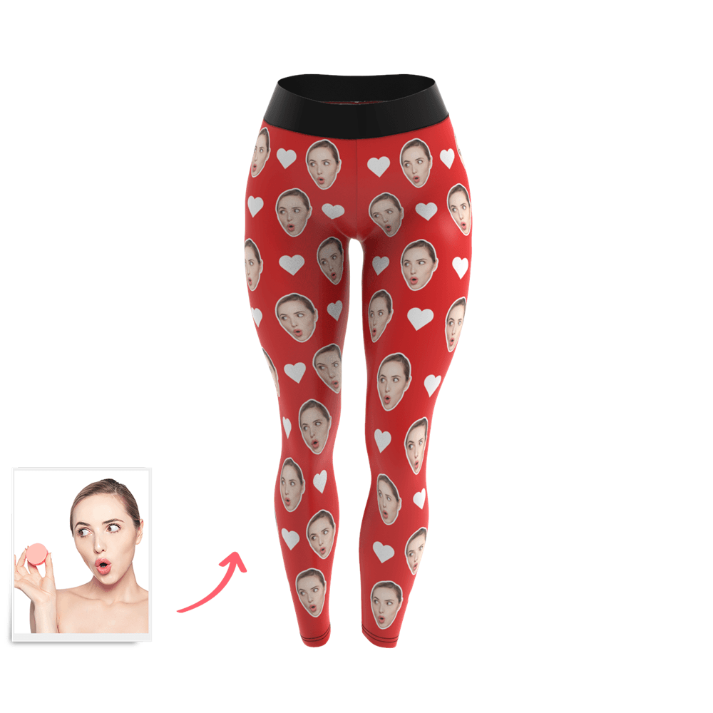 Women's Yoga gym pants Custom Face Leggings - Heart BX1310 XS / Red Official legging Merch