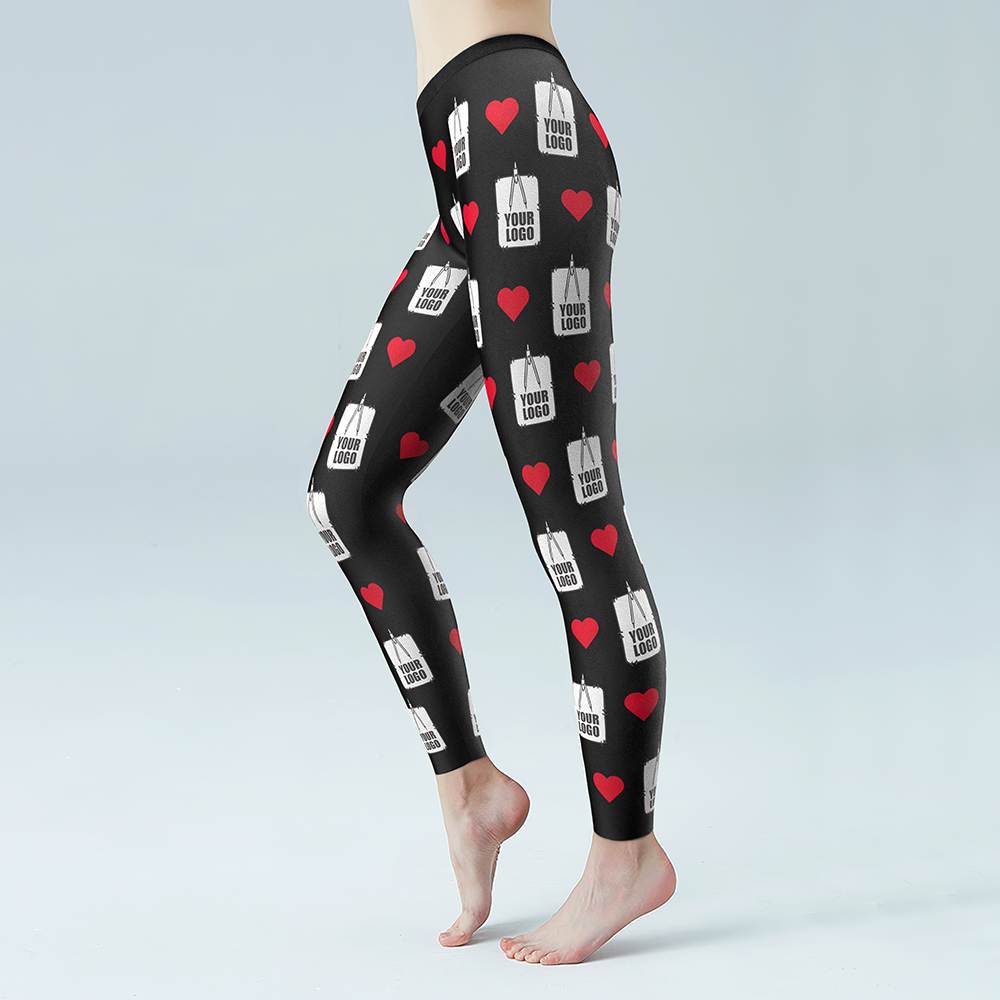 Custom Heart Leggings With Your LOGO Personalized Gift BX1310 XS / Black Official legging Merch