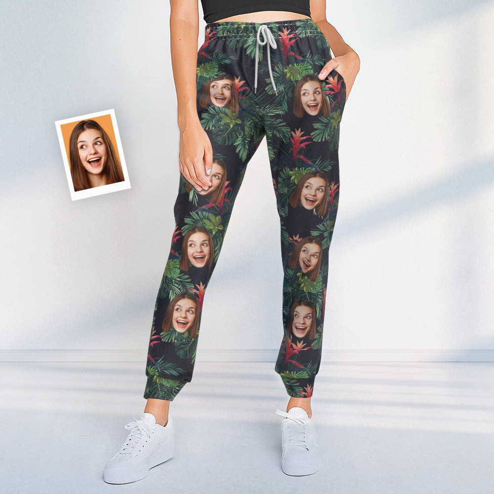 Custom Face Sweatpants Personalized Leaves Design Unisex Joggers - Gift for Lover BX1310 S Official pants Merch