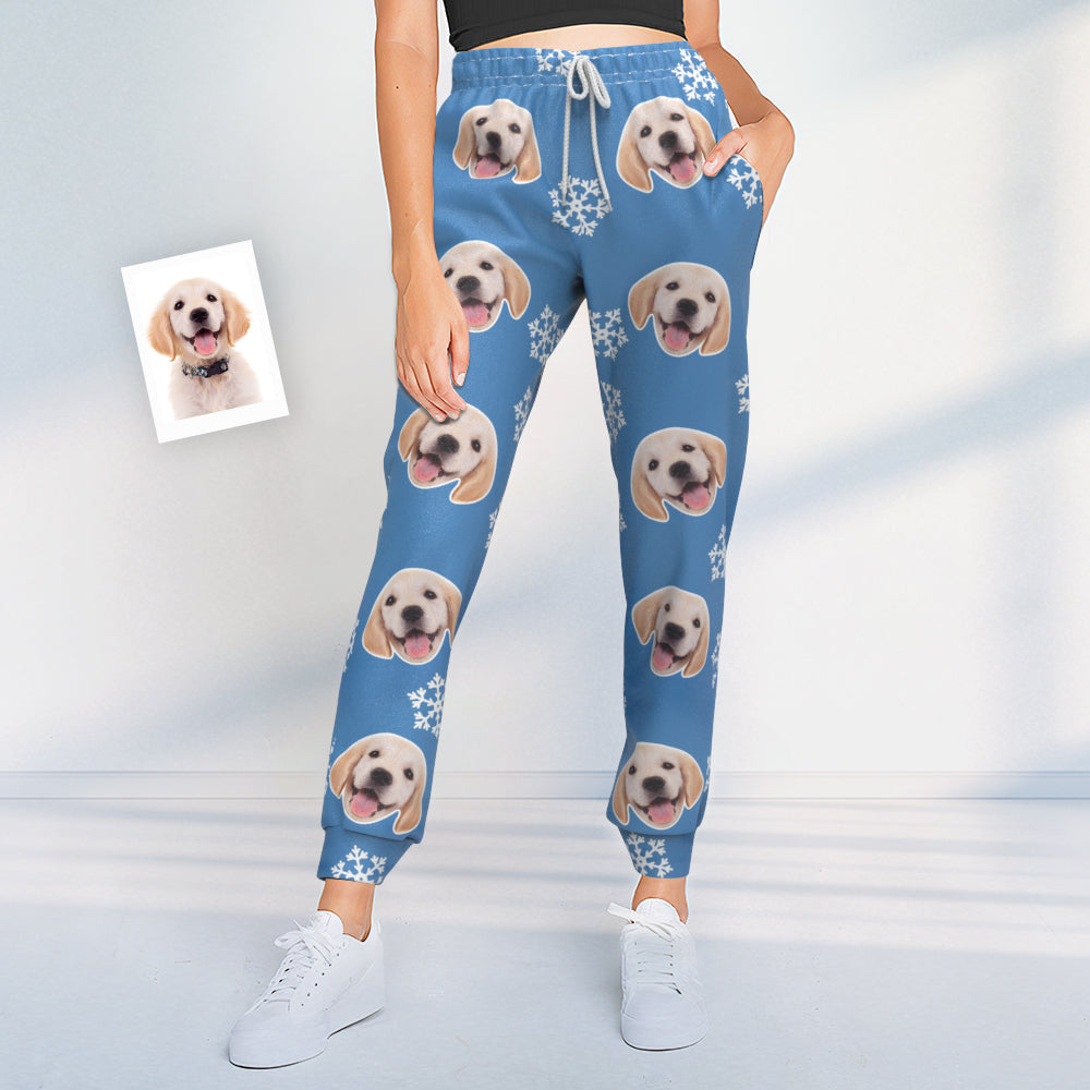 Custom Dog Face Christmas Sweatpants Unisex Joggers BX1310 S / Blue Official pants Merch