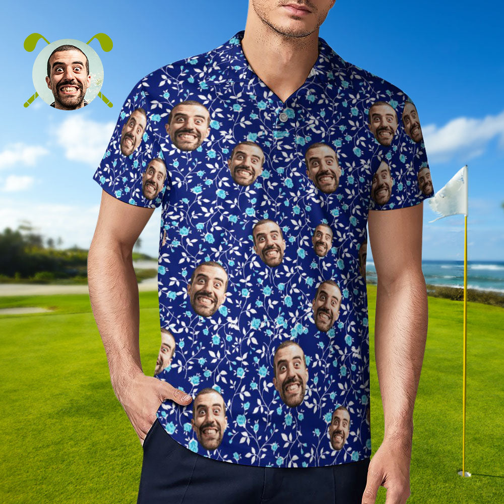 Custom Face Polo Shirt For Men Flower Power Personalized Hawaiian Golf Shirts BX1310 S Official polo Merch