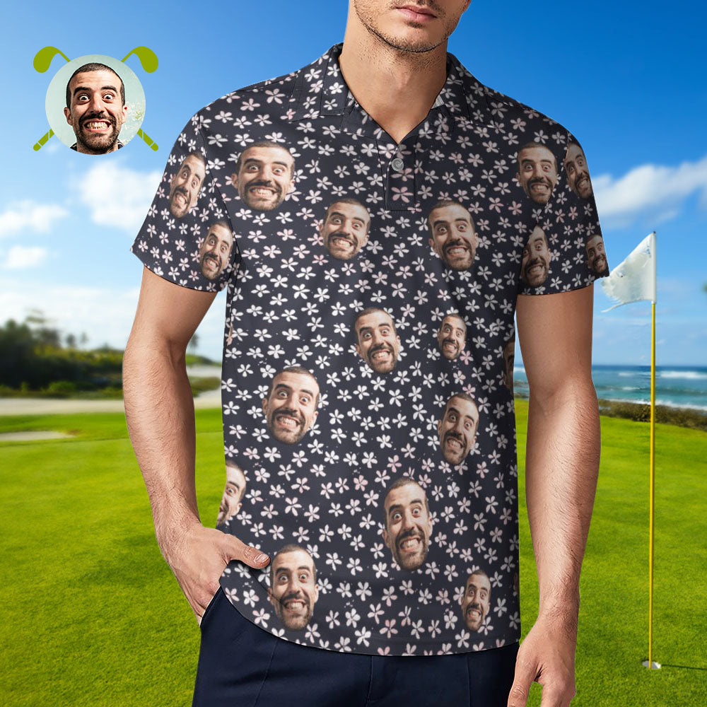 Custom Face Polo Shirt For Men Flowers Style Personalized Hawaiian Golf Shirts BX1310 S Official polo Merch