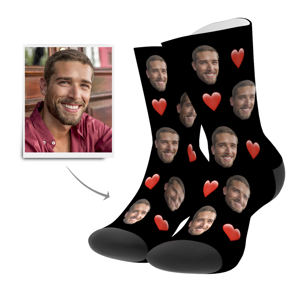 Custom Heart Socks BX1310 Kid (Foot Length 14CM = 5.51in) / One Face / Pink Official custom sock Merch