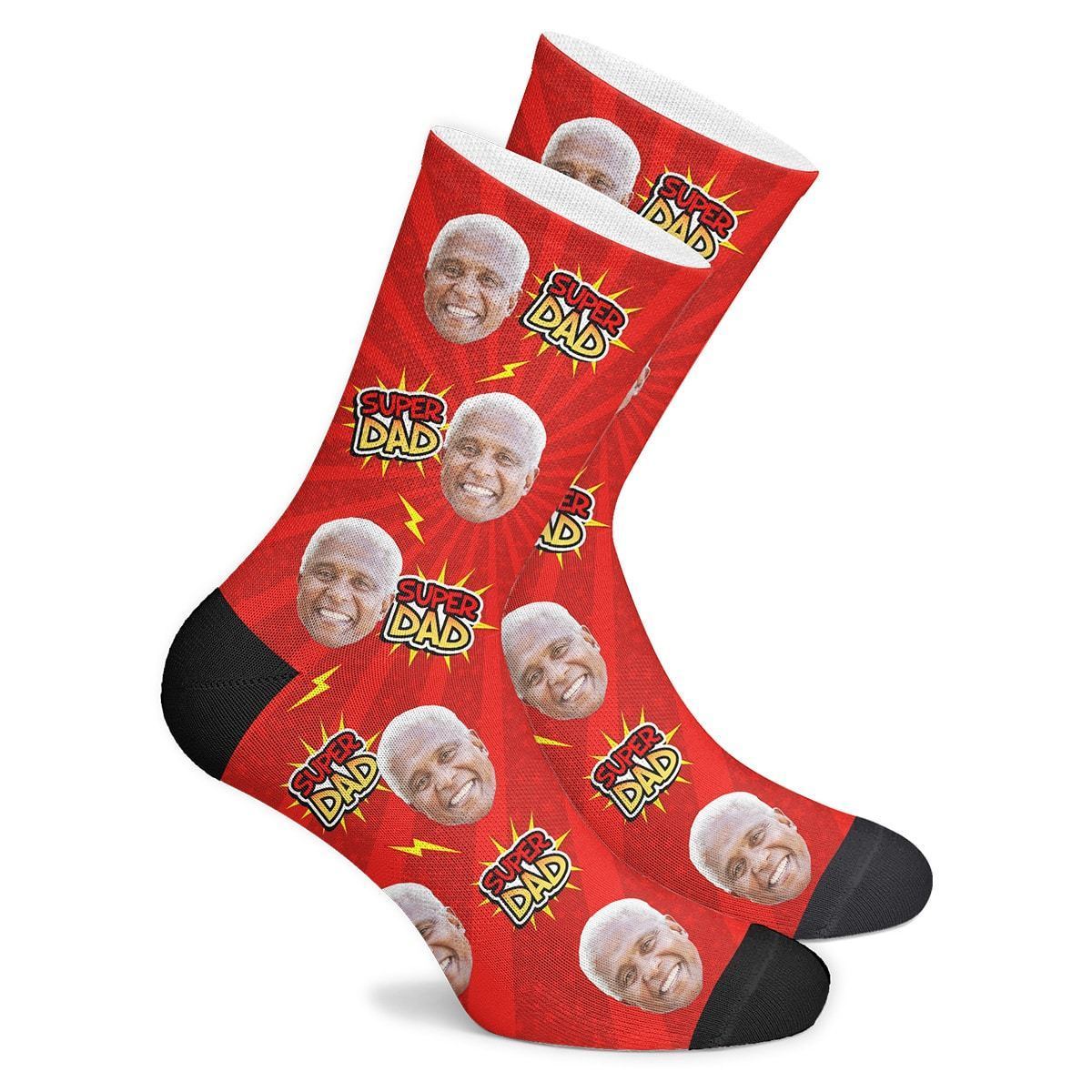 Super Dad Custom Face Socks BX1310 Kid (Foot Length 14CM = 5.51in) / One Face Official custom sock Merch