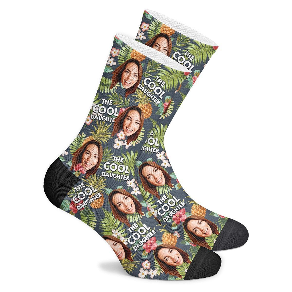 Cool Daughter Tropical Pineapple Custom Face Socks BX1310 Kid (Foot Length 14CM = 5.51in) / One Face Official custom sock Merch