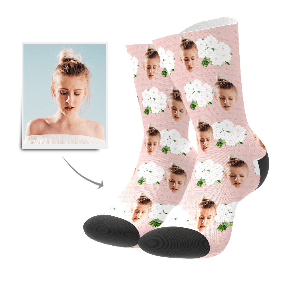 Custom Wedding Socks (Flowers) BX1310 Kid (Foot Length 14CM = 5.51in) / One Face Official custom sock Merch