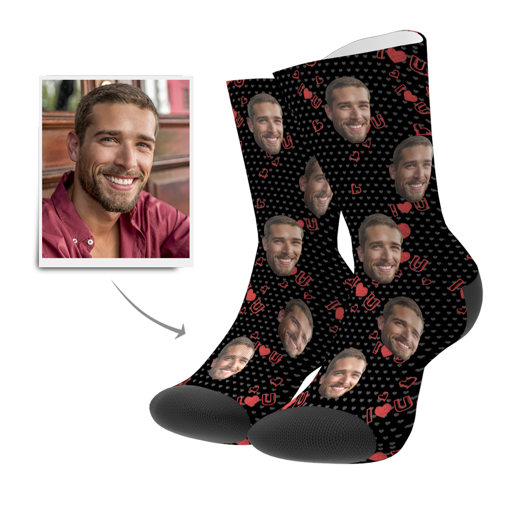 Custom Love Socks BX1310 Kid (Foot Length 14CM = 5.51in) / One Face / Red Official custom sock Merch