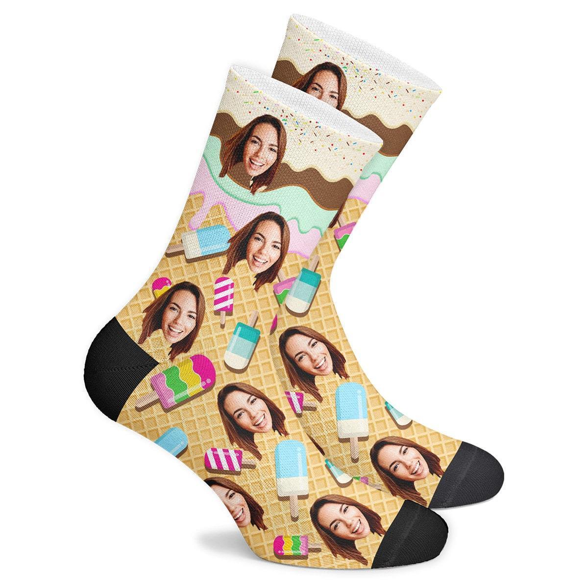 Custom Icecream Socks BX1310 Kid (Foot Length 14CM = 5.51in) / One Face Official custom sock Merch