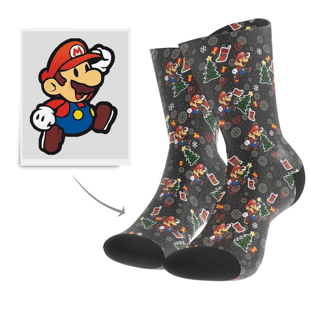 Christmas Gift Custom Face Socks BX1310 Kid (Foot Length 14CM = 5.51in) / One Face Official custom sock Merch