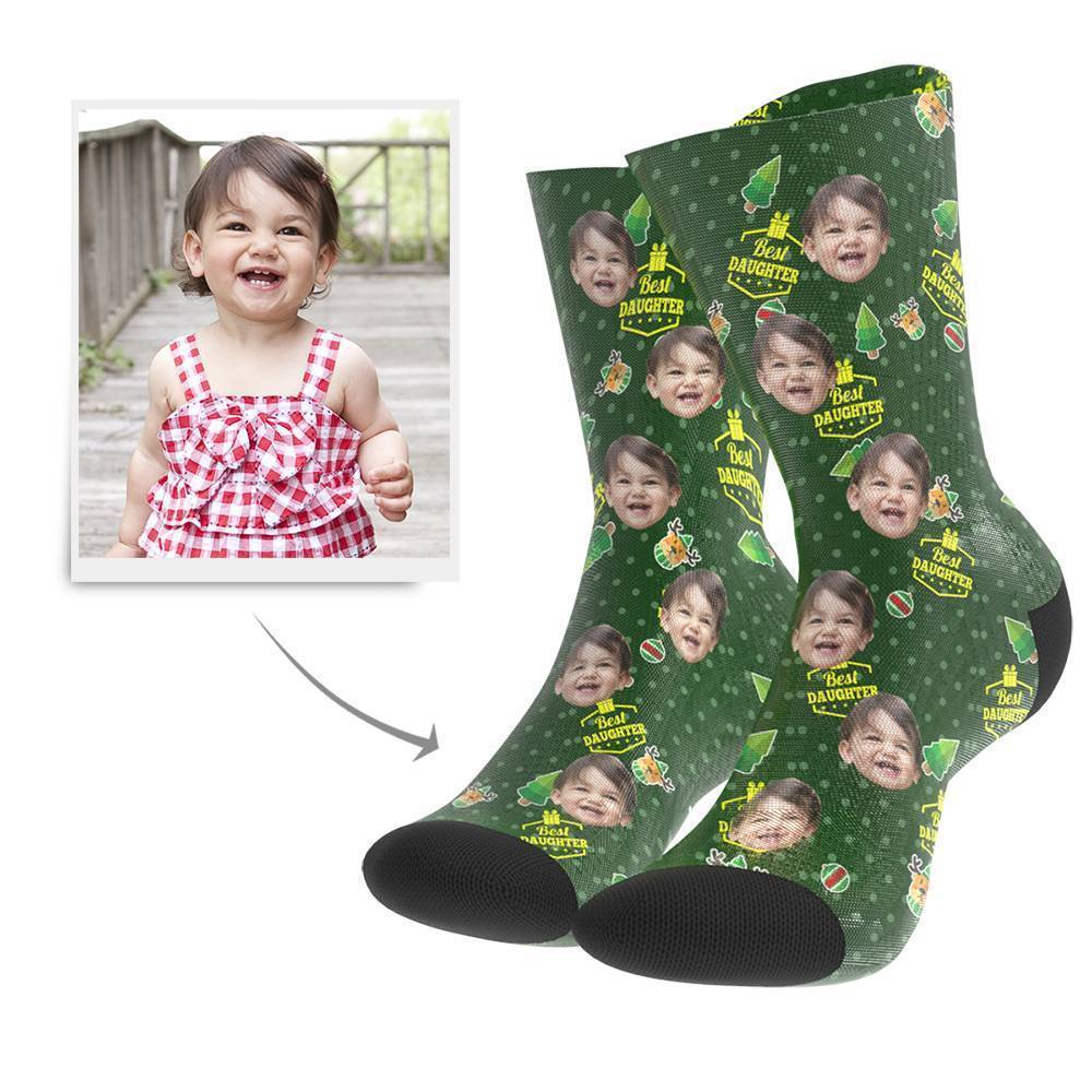 Christmas Gift Custom Face Socks (Daughter) BX1310 Kid (Foot Length 14CM = 5.51in) / One Face Official custom sock Merch