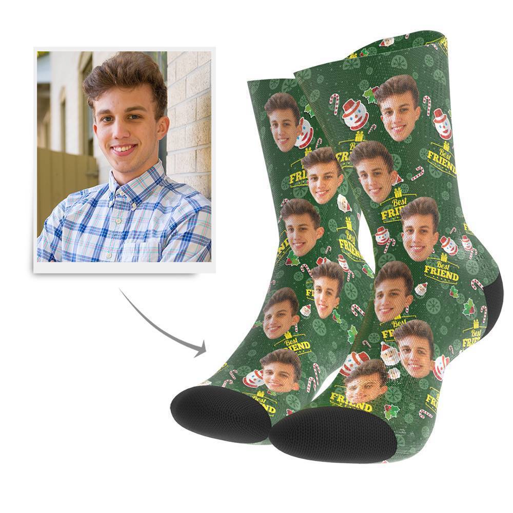 Christmas Gift Custom Face Socks (Best Friends) BX1310 Kid (Foot Length 14CM = 5.51in) / One Face Official custom sock Merch