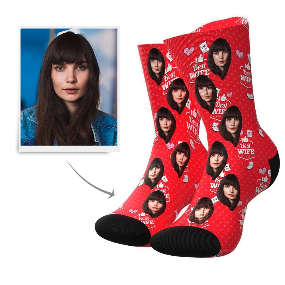 Best Wife Custom Face Socks BX1310 Kid (Foot Length 14CM = 5.51in) / One Face Official custom sock Merch