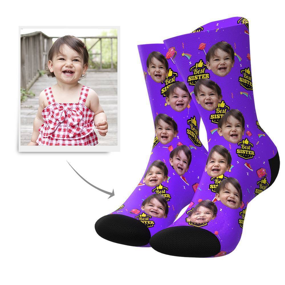 Best Sister Custom Face Socks BX1310 Kid (Foot Length 14CM = 5.51in) / One Face Official custom sock Merch