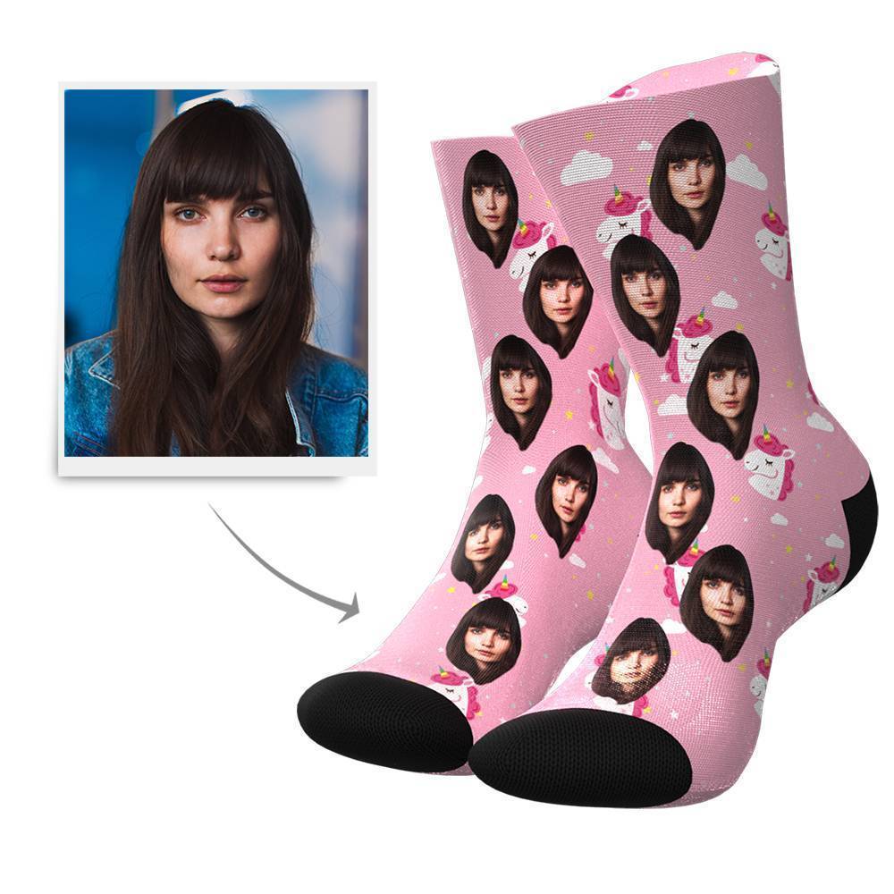 Unicorn Pattern Custom Face Socks BX1310 Kid (Foot Length 14CM = 5.51in) / One Face Official custom sock Merch
