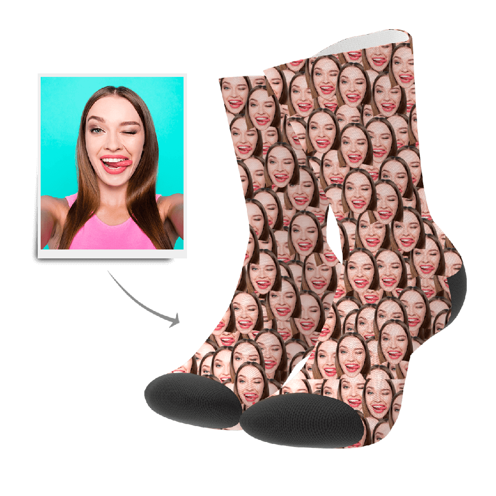 Custom All Print Face Socks BX1310 Kid (Foot Length 14CM = 5.51in) / One Face Official custom sock Merch