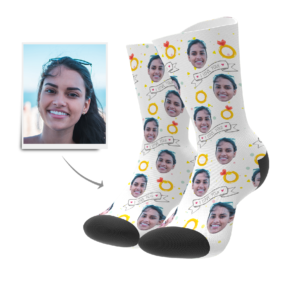 Custom I Love You Socks BX1310 Kid (Foot Length 14CM = 5.51in) / One Face Official custom sock Merch