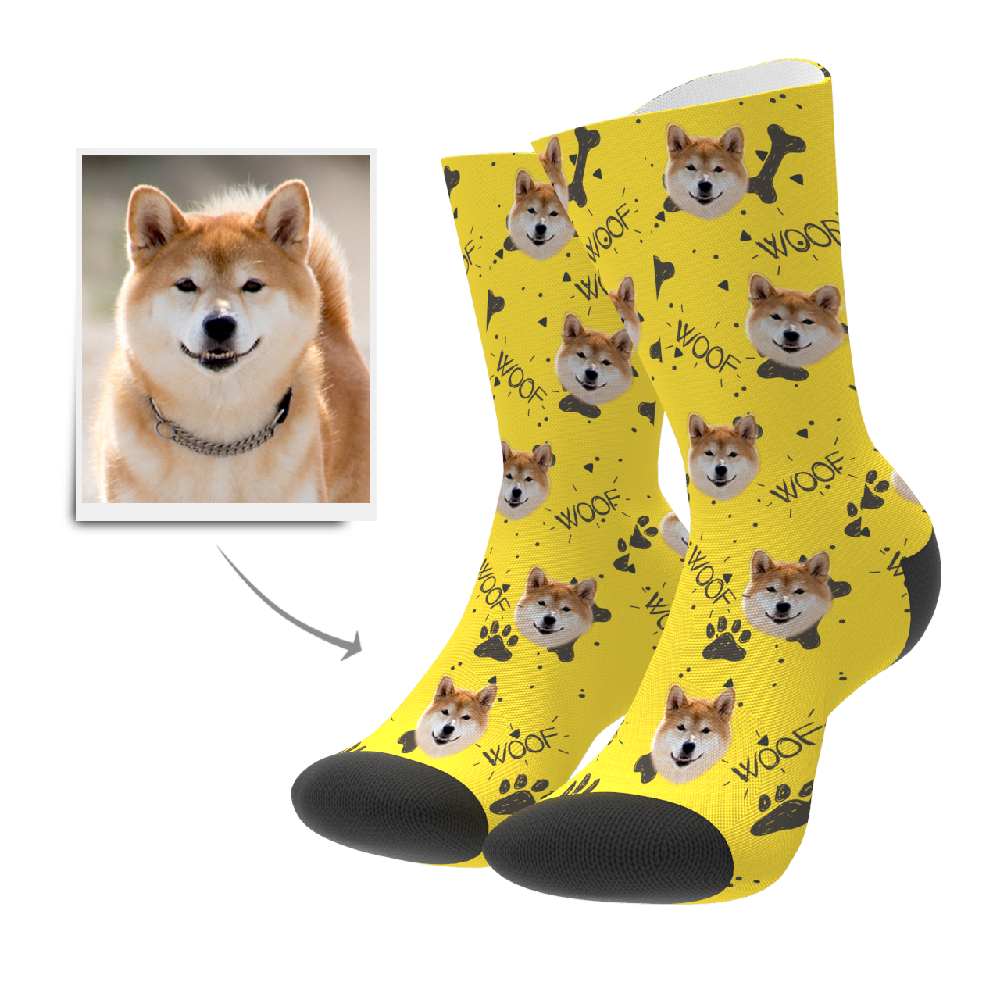 Custom Woof Dog Socks BX1310 Kid (Foot Length 14CM = 5.51in) / One Face Official custom sock Merch