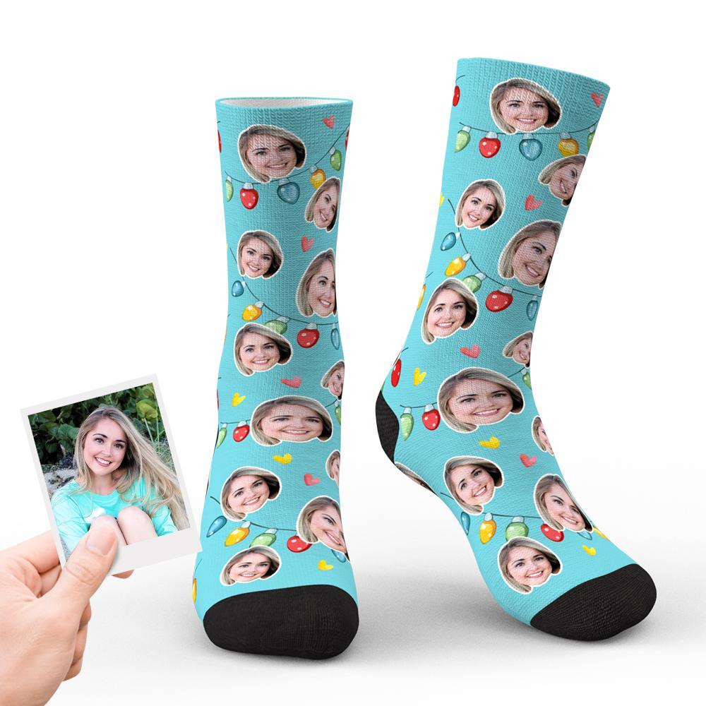 Custom Christmas Socks Personalized Women Face Socks Unique Gifts BX1310 Kid (Foot Length 14CM = 5.51in) Official custom sock Merch
