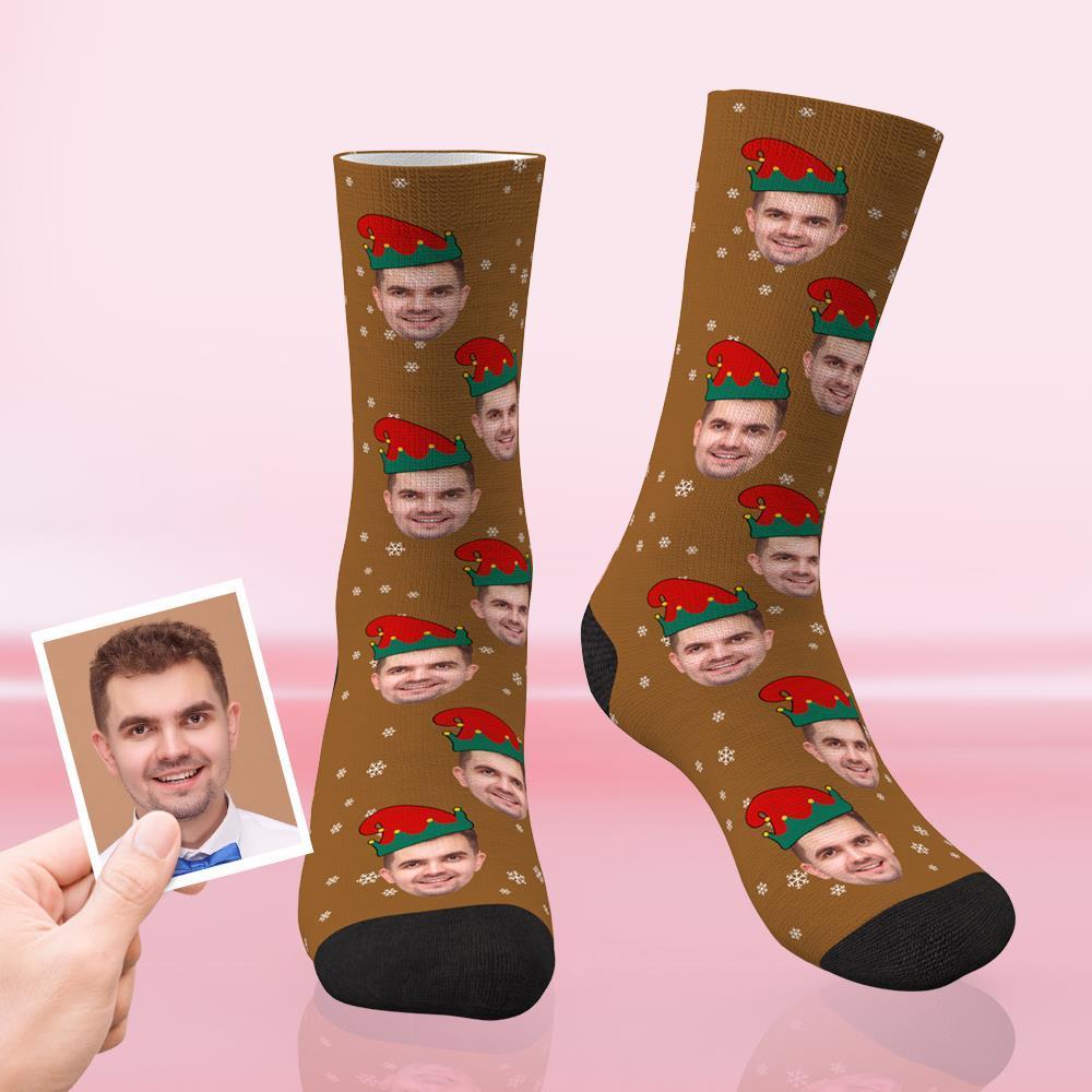 Custom Christmas Socks Personalized Face Funny Socks - Christmas Elf BX1310 Kid (Foot Length 14CM = 5.51in) Official custom sock Merch