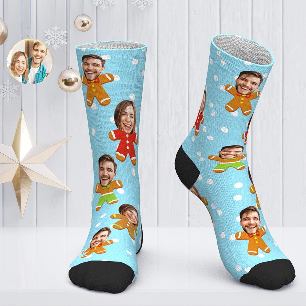 Custom Face Christmas Socks Personalized Couple's Photo Socks Christmas Gift BX1310 Kid (Foot Length 14CM = 5.51in) Official custom sock Merch
