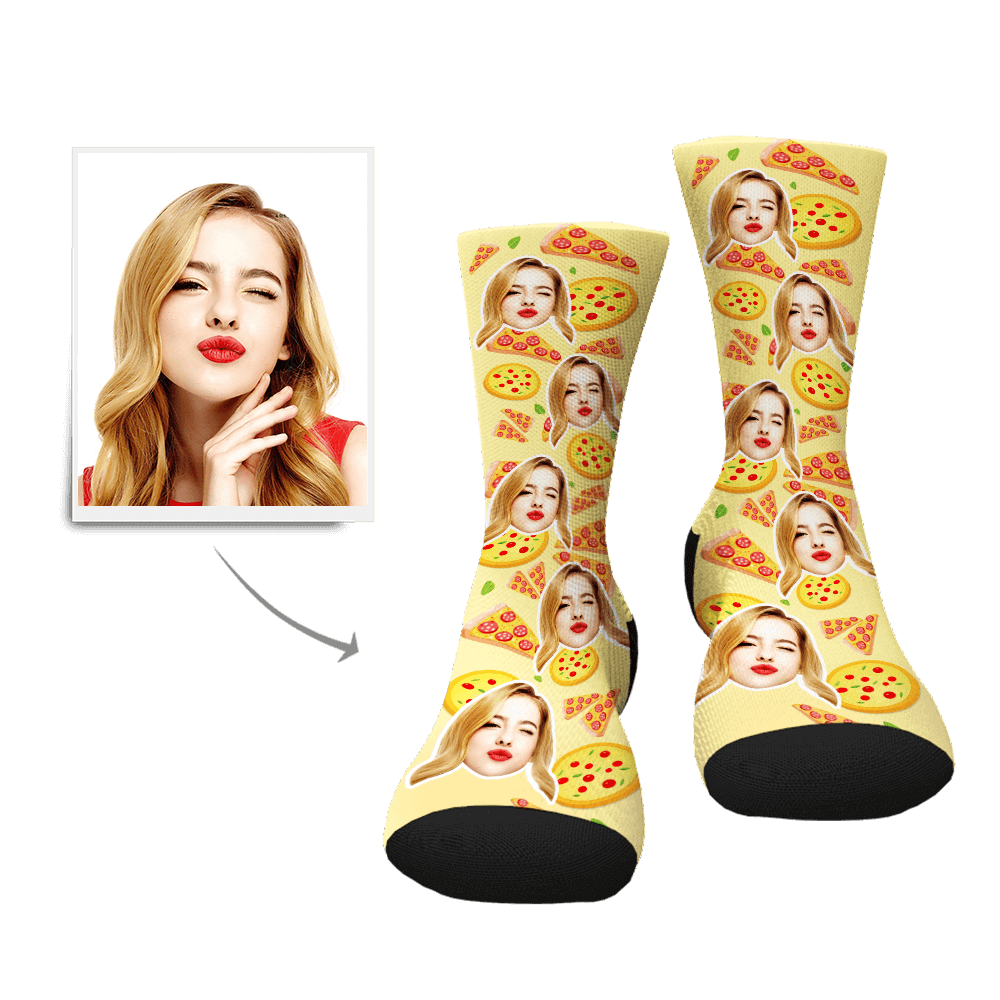 Custom Pizza Pattern Face Socks BX1310 Man (Foot Length 20CM = 7.87in) / One Face Official custom sock Merch
