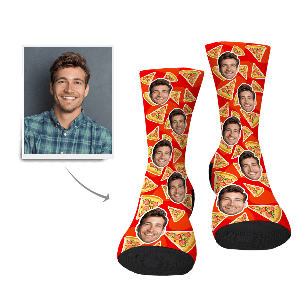 Custom Pizza Face Socks BX1310 Man (Foot Length 20CM = 7.87in) / One Face Official custom sock Merch