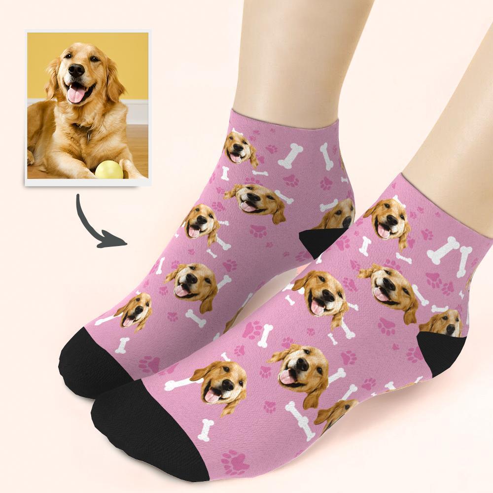 Custom Dog And Face On Quarter Length Socks BX1310 One Face / Blue Official custom sock Merch