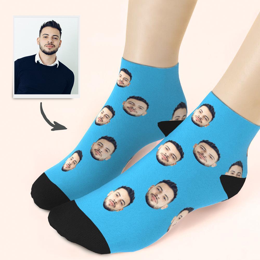 Custom Face On Quarter Length Socks BX1310 One Face / Blue Official custom sock Merch