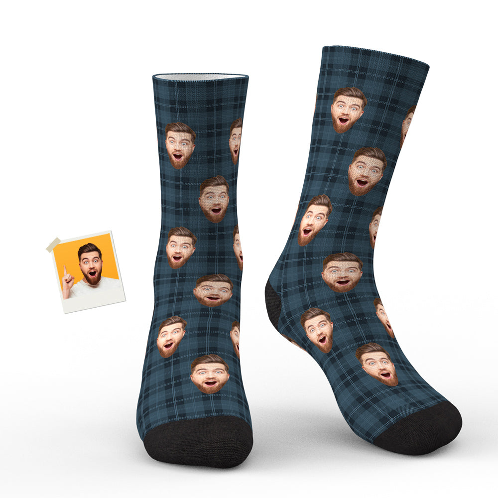 Custom Face Plaid Personalized Photo Socks BX1310 Man (Foot Length 20CM = 7.87in) / 1 Official custom sock Merch