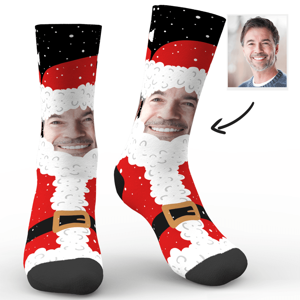 Christmas Gift Custom Face And Name Socks On Santa Claus BX1310 Kid (Foot Length 14CM = 5.51in) / One Face / 0 Official custom sock Merch