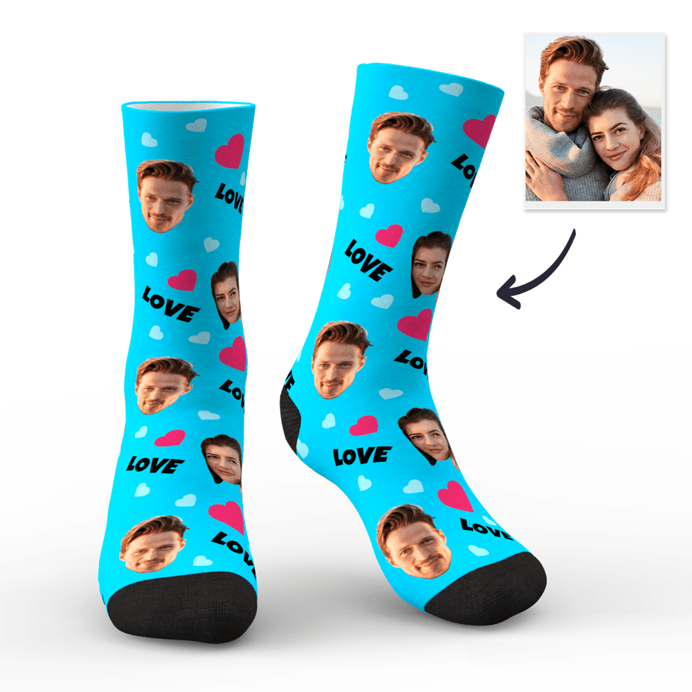 Custom Love And Face On Socks BX1310 Red / Kid (Foot Length 14CM = 5.51in) Official custom sock Merch