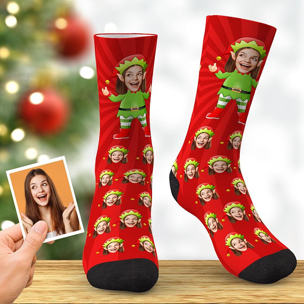 Custom Face Special Gift Elven Socks Red Best Gift BX1310 Kid (Foot Length 14CM = 5.51in) / One Face Official custom sock Merch